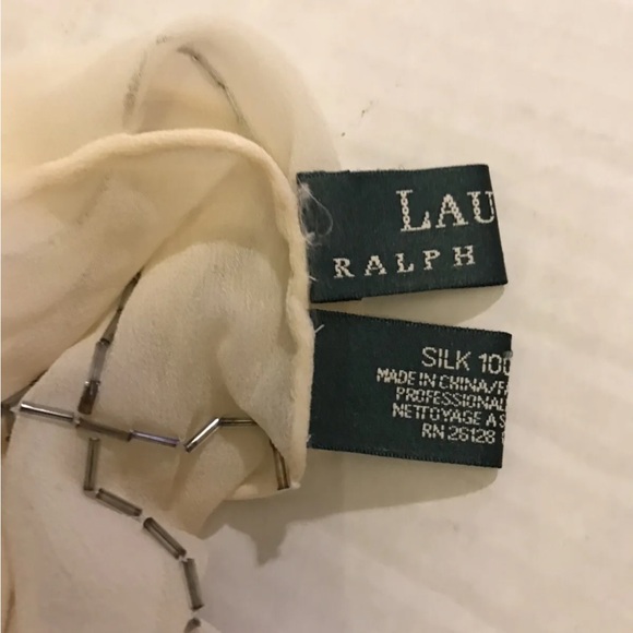 Lauren Ralph Lauren 100% SILK CHIFFON Ivory Cream Scarf Rectangular- 80" x 20" - Picture 12 of 12